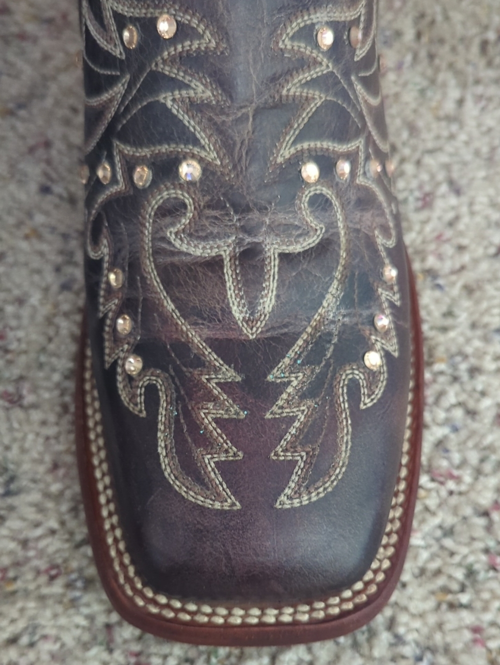 DAN POST DP3770 Espresso Brown leather cowgirl western boots square toe sz 9 EUC - Picture 12 of 16